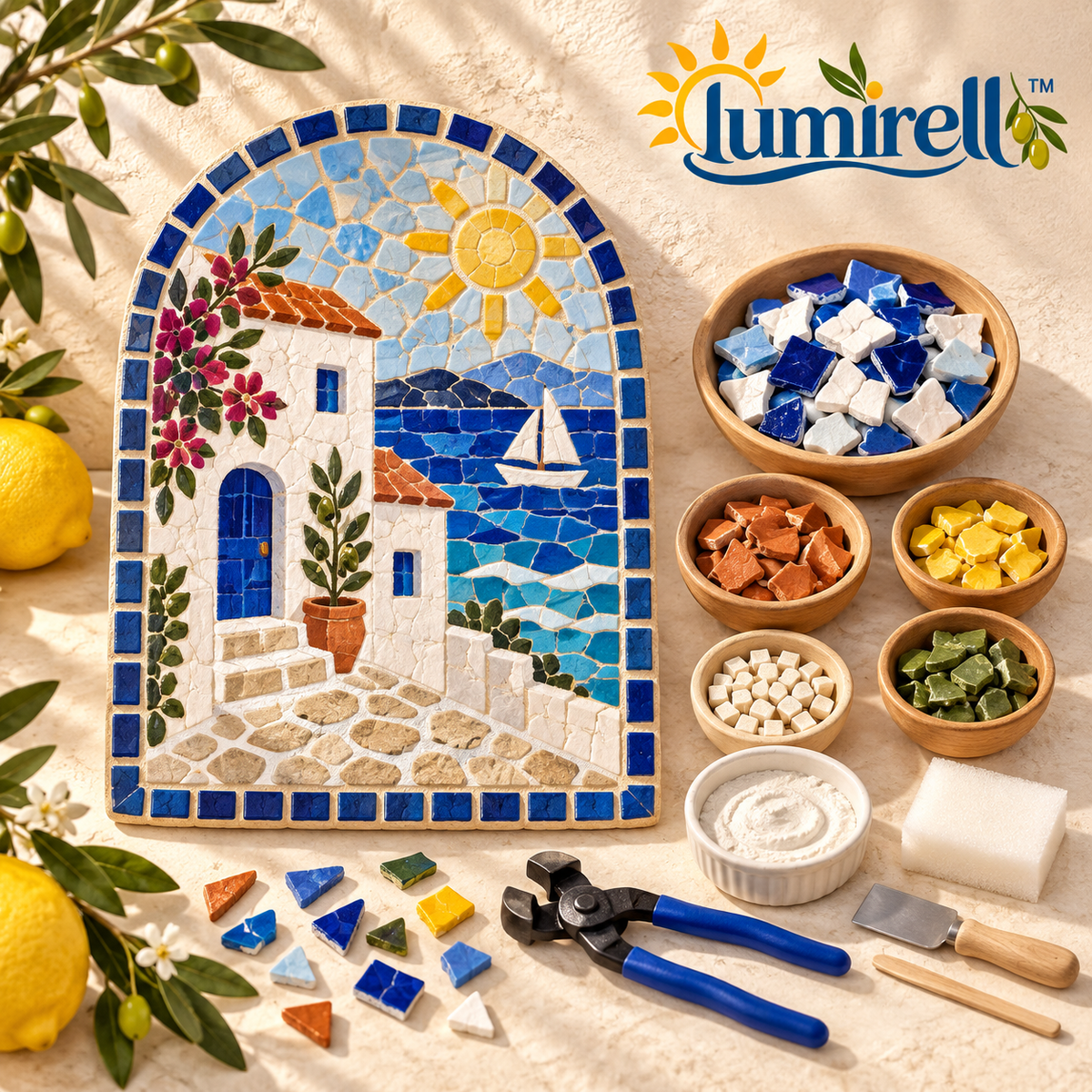 Coastal Village Mosaic Plaque Kit