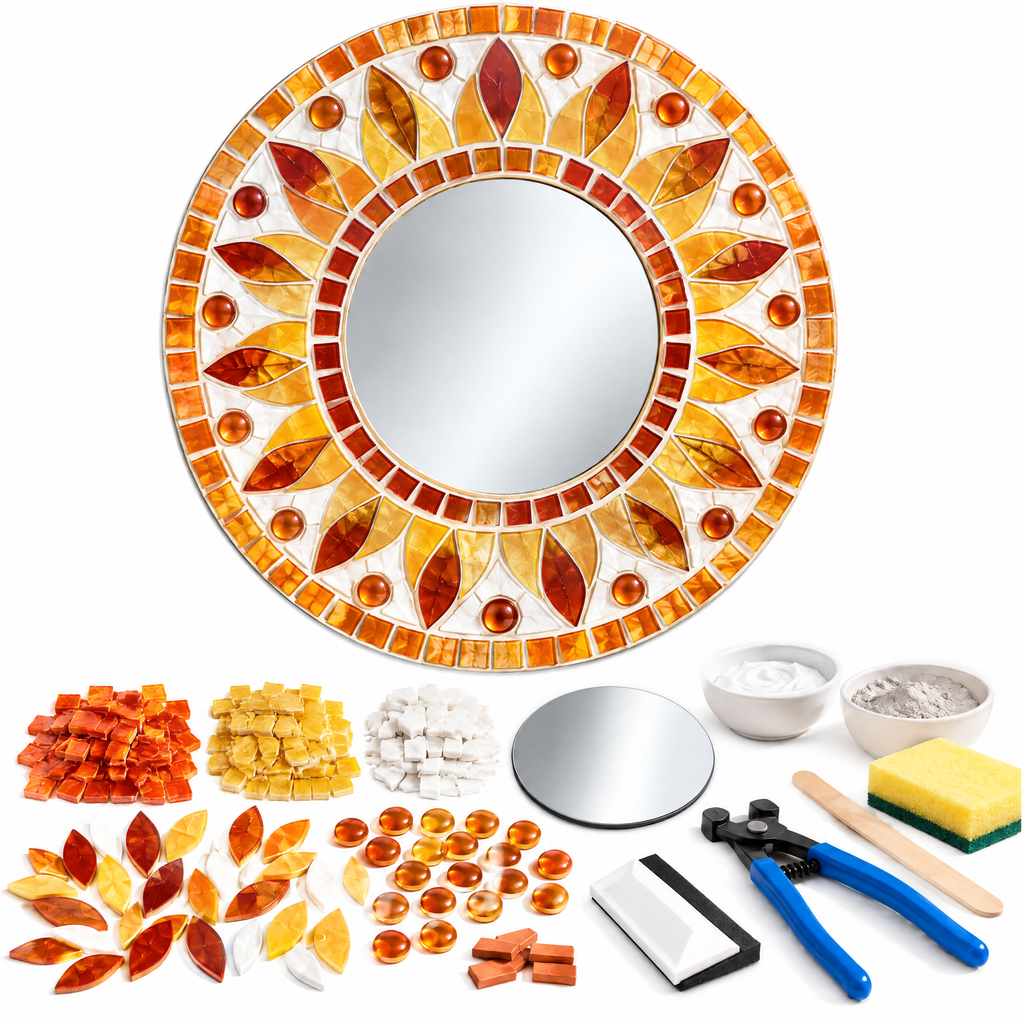 Blue Sunburst Mosaic Mirror Kit