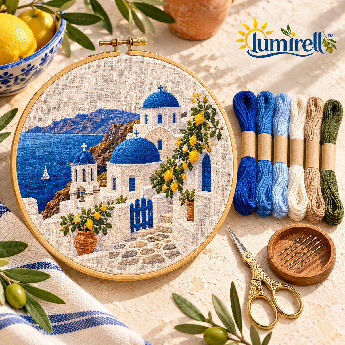 Blue Dome Village Embroidery Kit