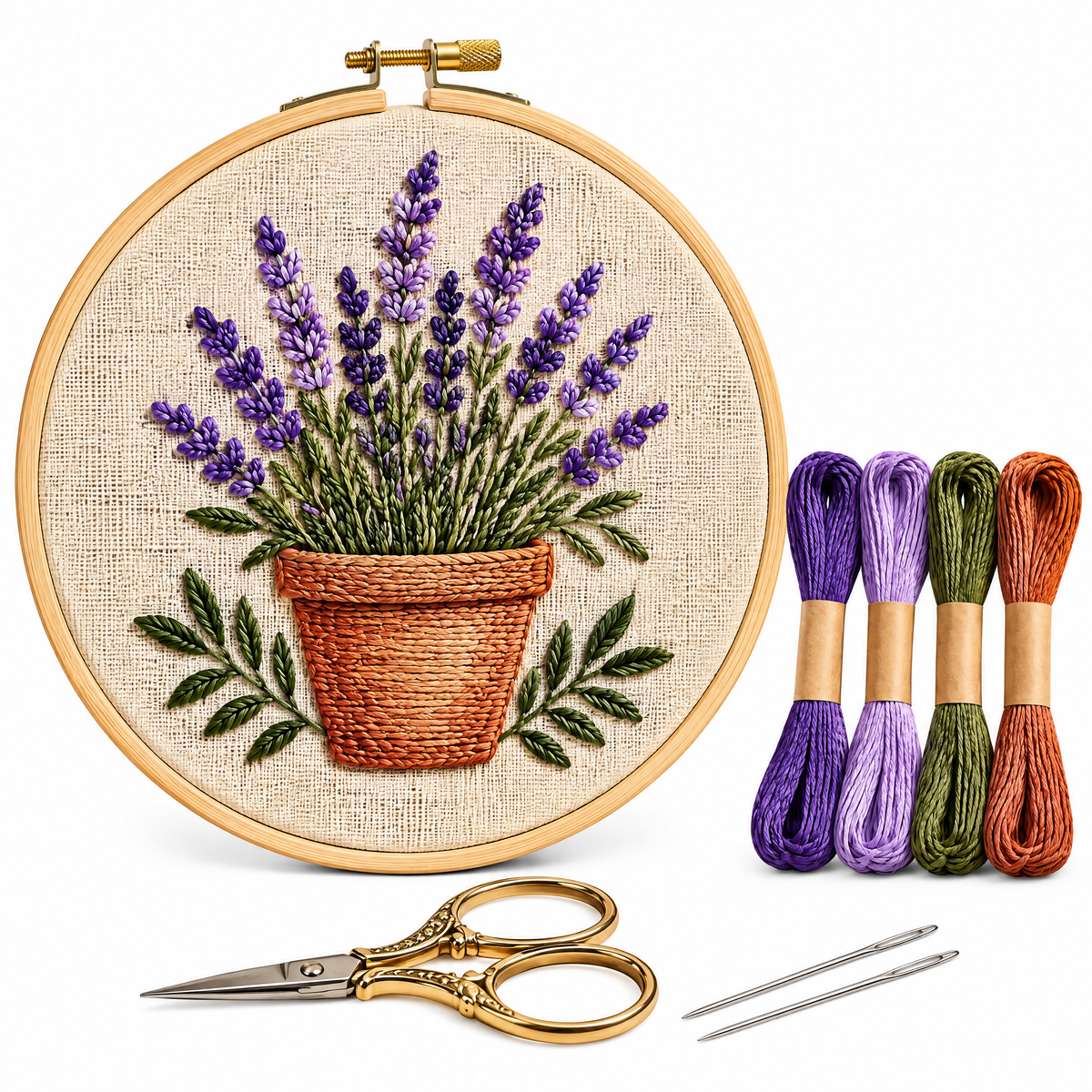Potted Lavender Embroidery Kit