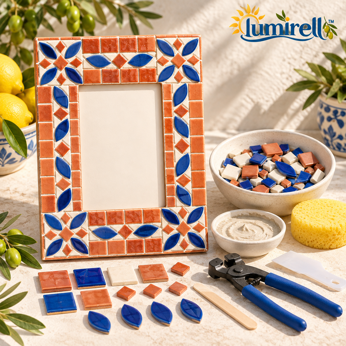 Terracotta & Blue Mosaic Frame Kit