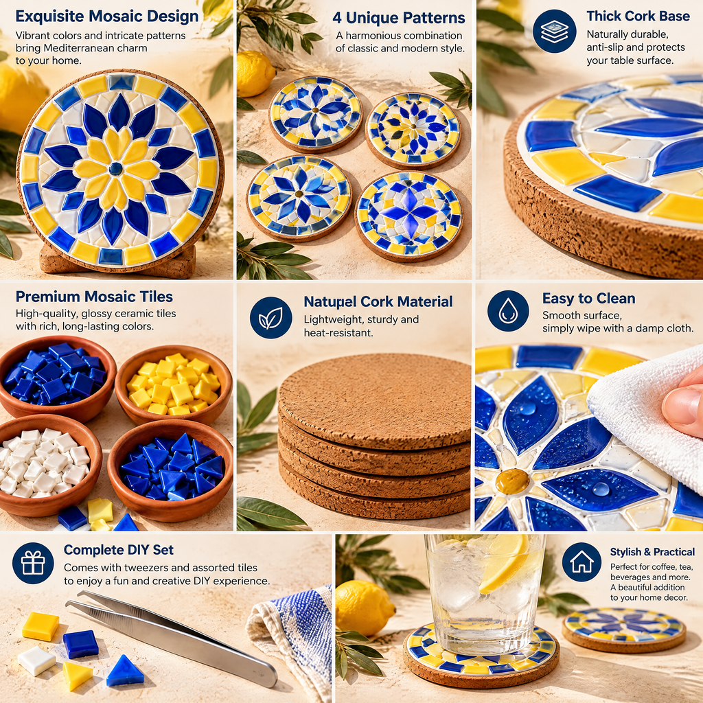 Blue & Yellow Mosaic Coaster Kit