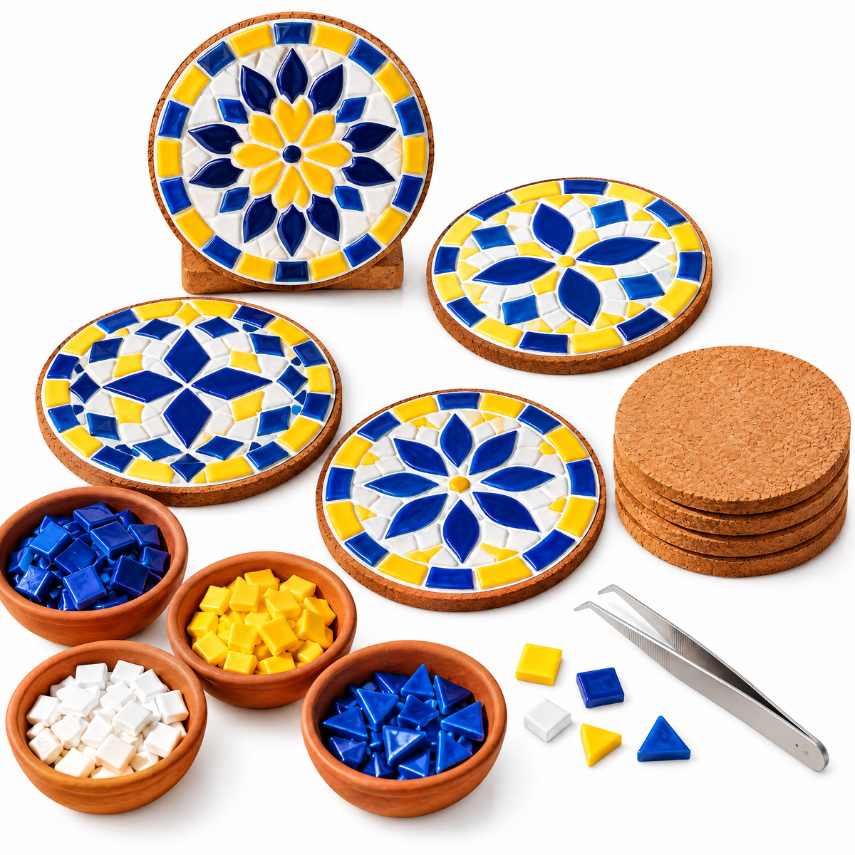 Blue & Yellow Mosaic Coaster Kit