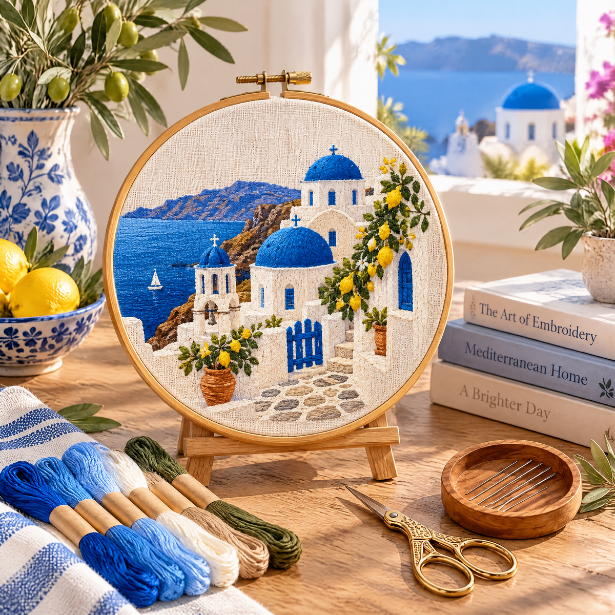 Blue Dome Village Embroidery Kit