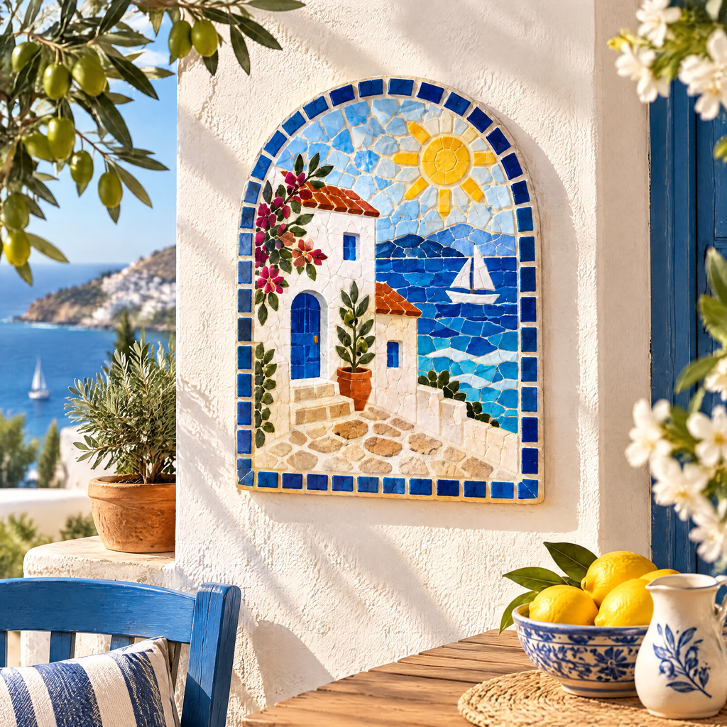 Coastal Village Mosaic Plaque Kit
