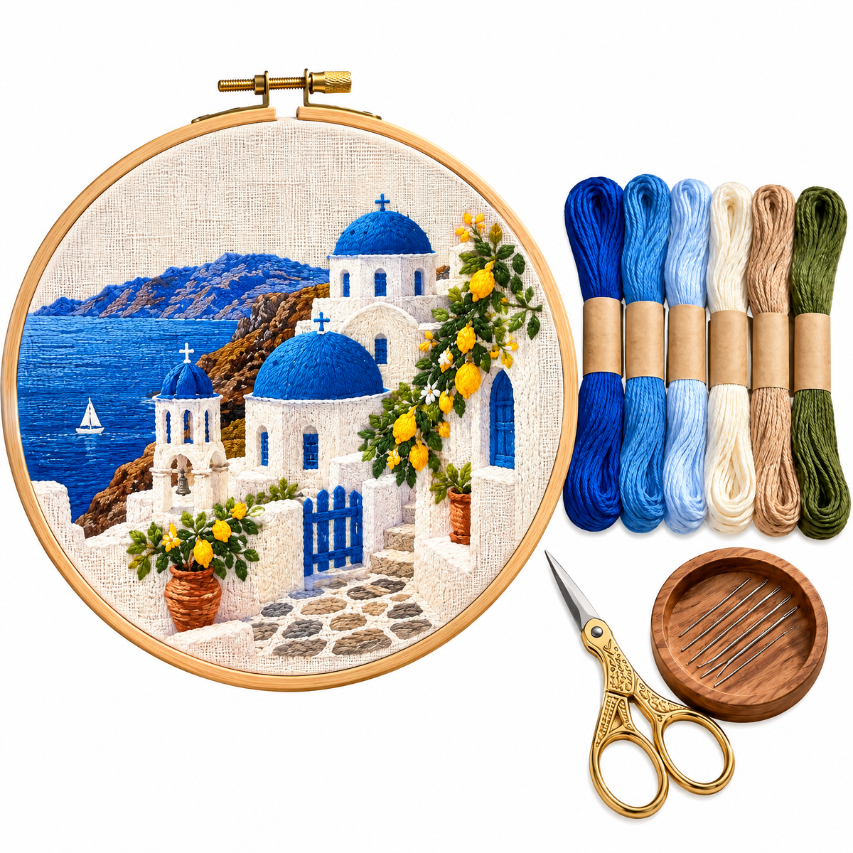 Blue Dome Village Embroidery Kit
