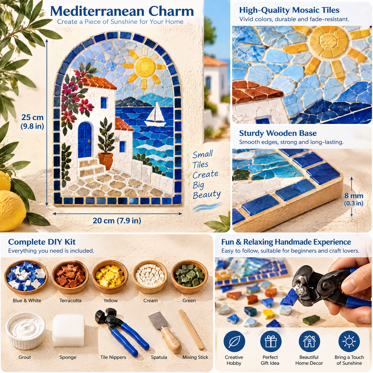 Coastal Village Mosaic Plaque Kit
