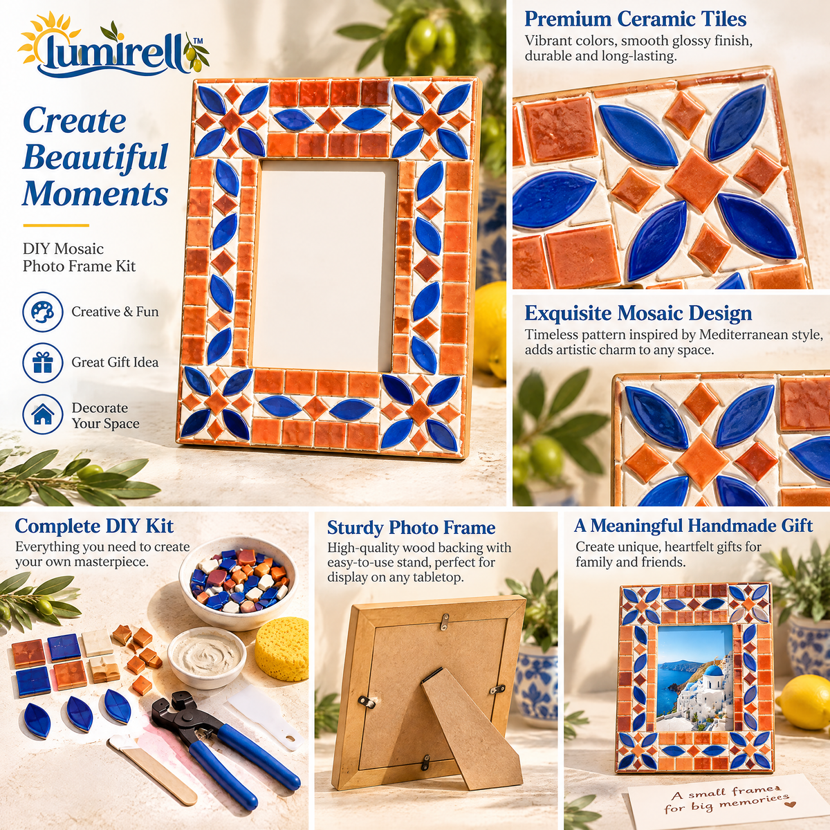 Terracotta & Blue Mosaic Frame Kit