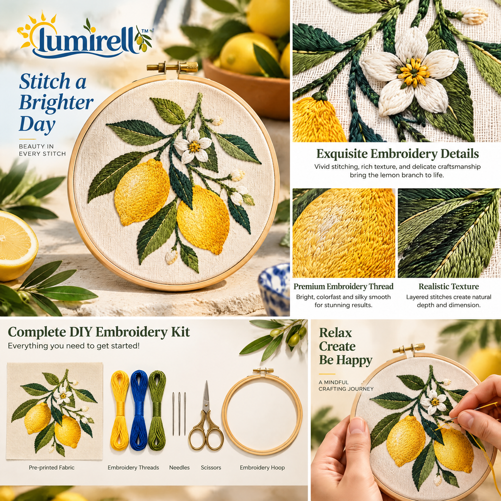 Lemon Blossom Embroidery Kit