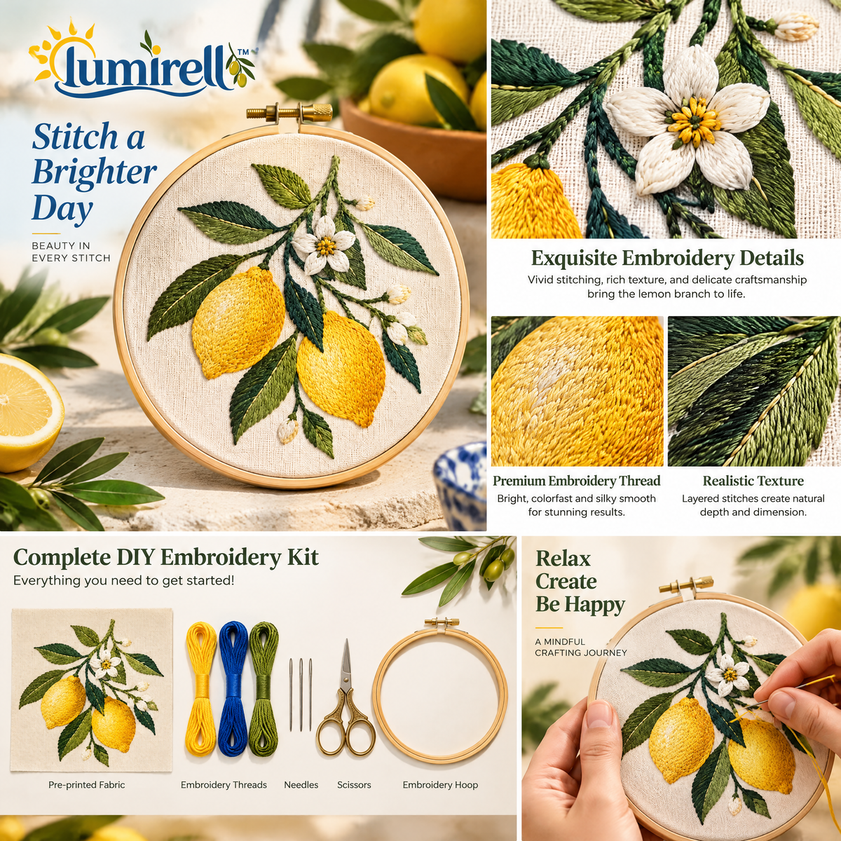 Lemon Blossom Embroidery Kit