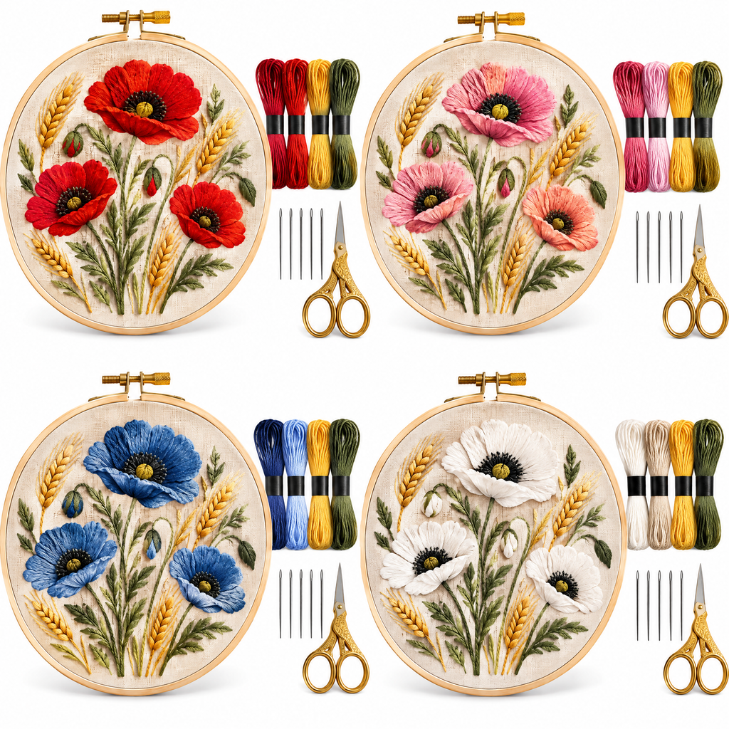 Poppies & Wheat Embroidery Kit