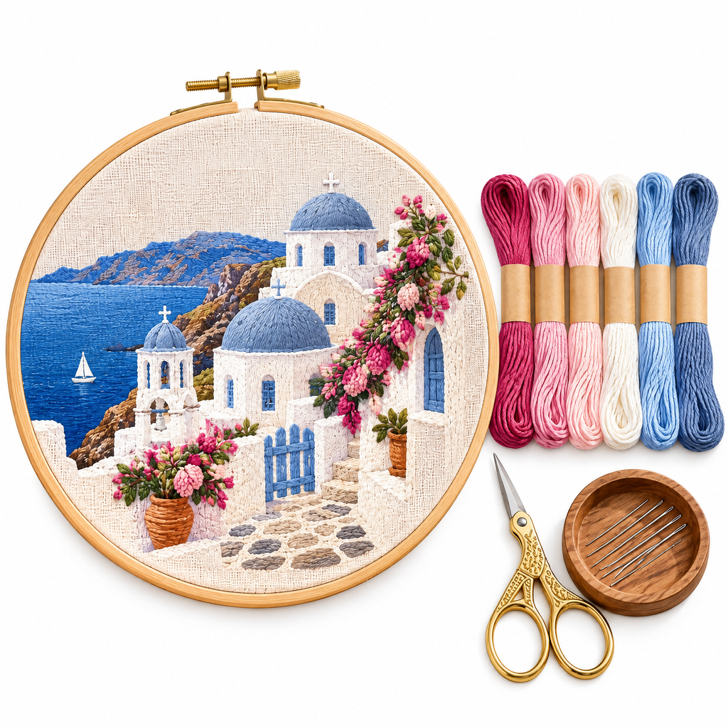 Blue Dome Village Embroidery Kit