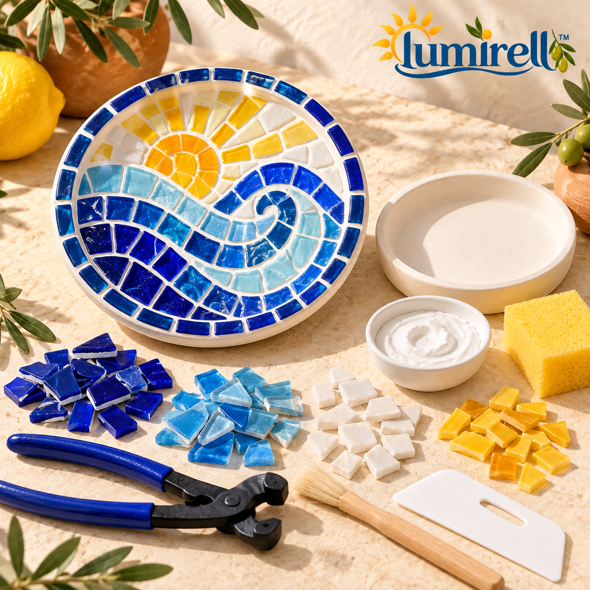 Sun & Sea Mosaic Trinket Dish Kit