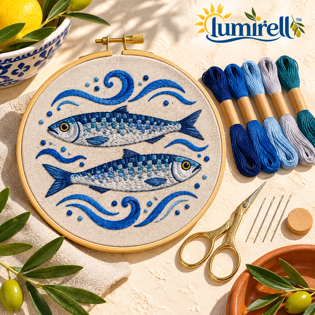 Sardines & Waves Embroidery Kit