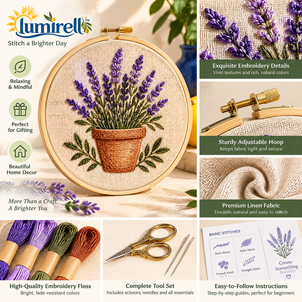 Potted Lavender Embroidery Kit