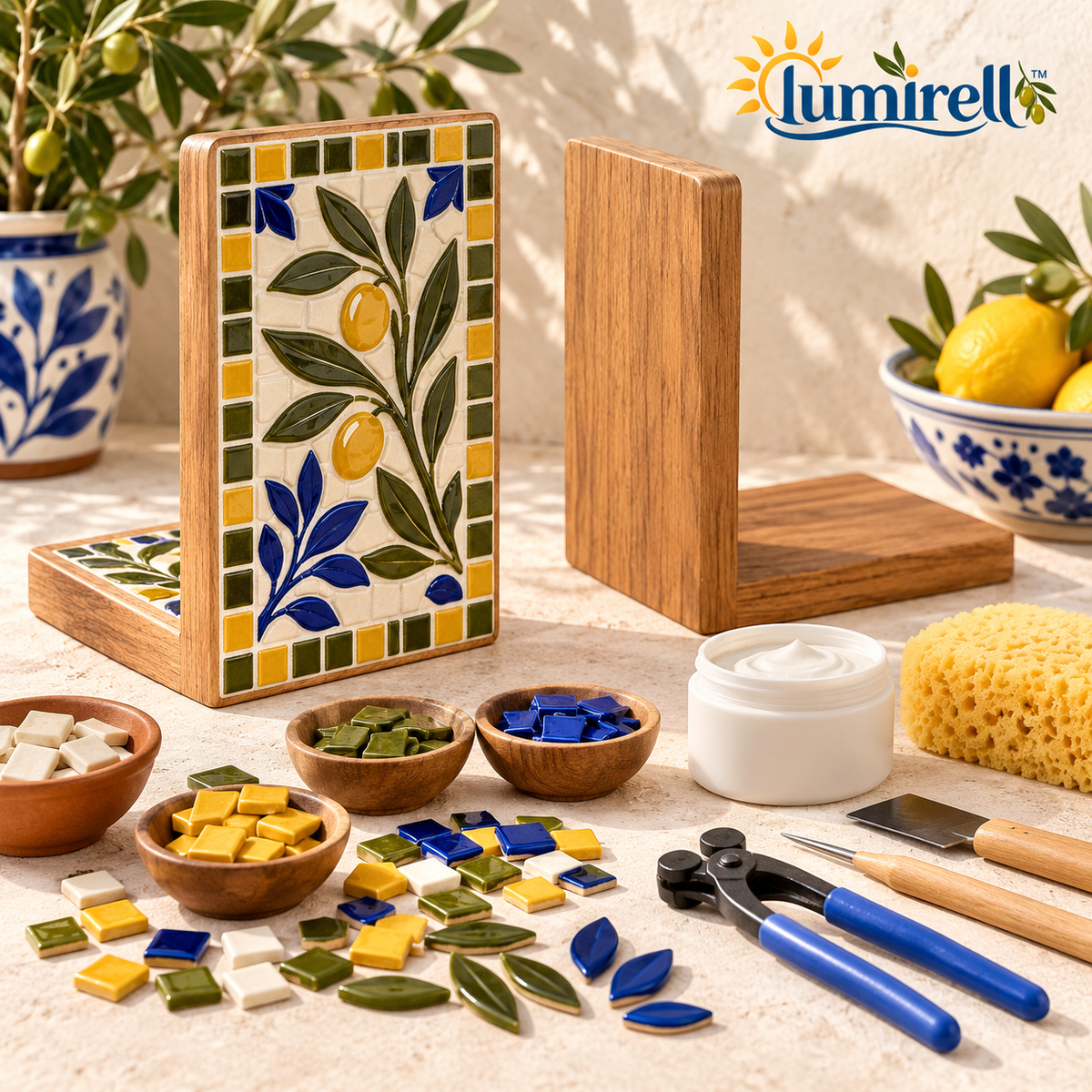 Olive Branch Mosaic Bookend Kit