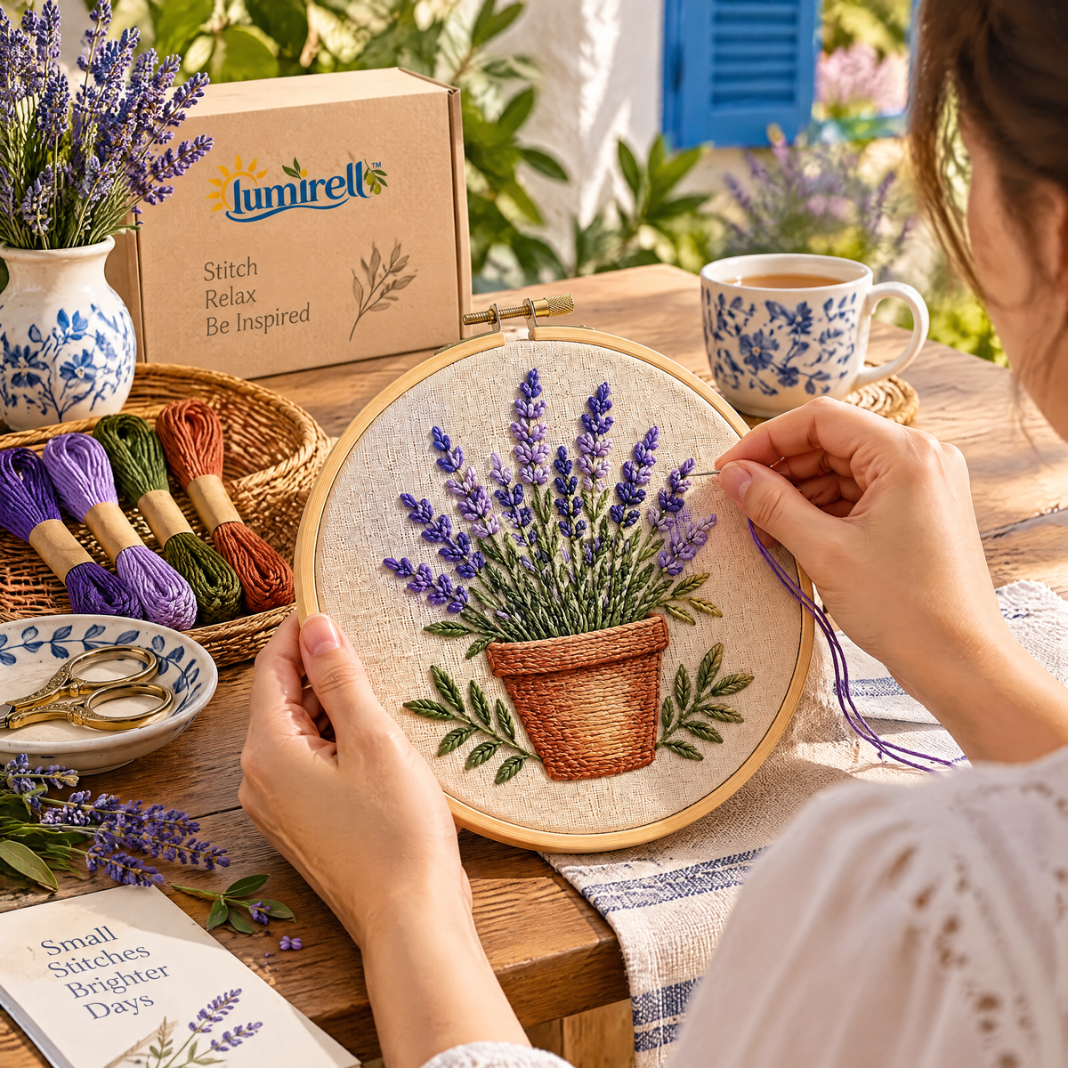 Potted Lavender Embroidery Kit