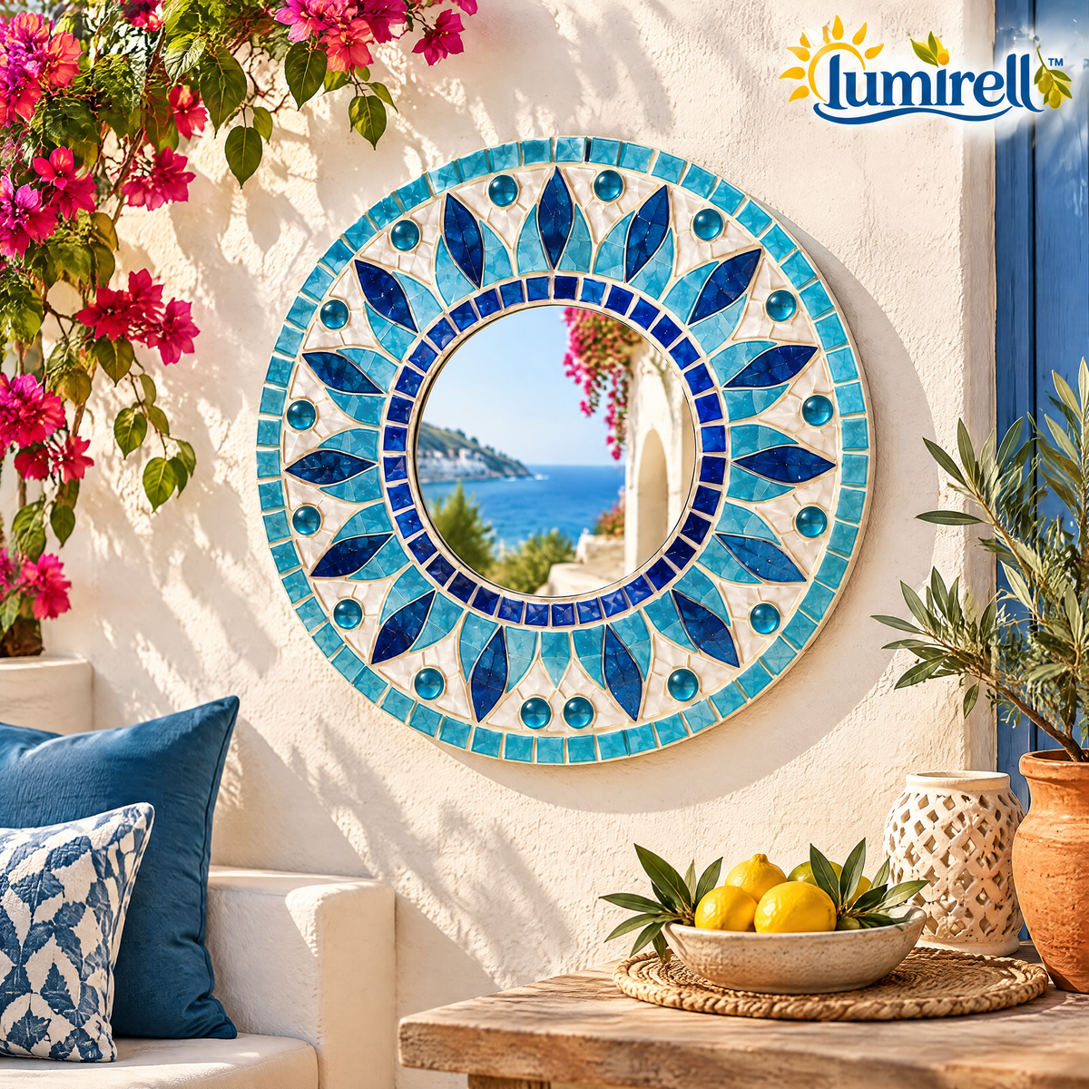 Blue Sunburst Mosaic Mirror Kit