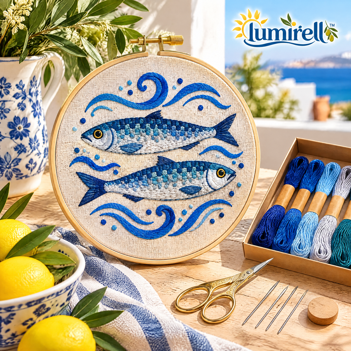 Sardines & Waves Embroidery Kit