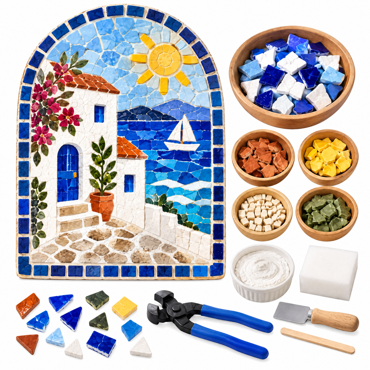 Coastal Village Mosaic Plaque Kit
