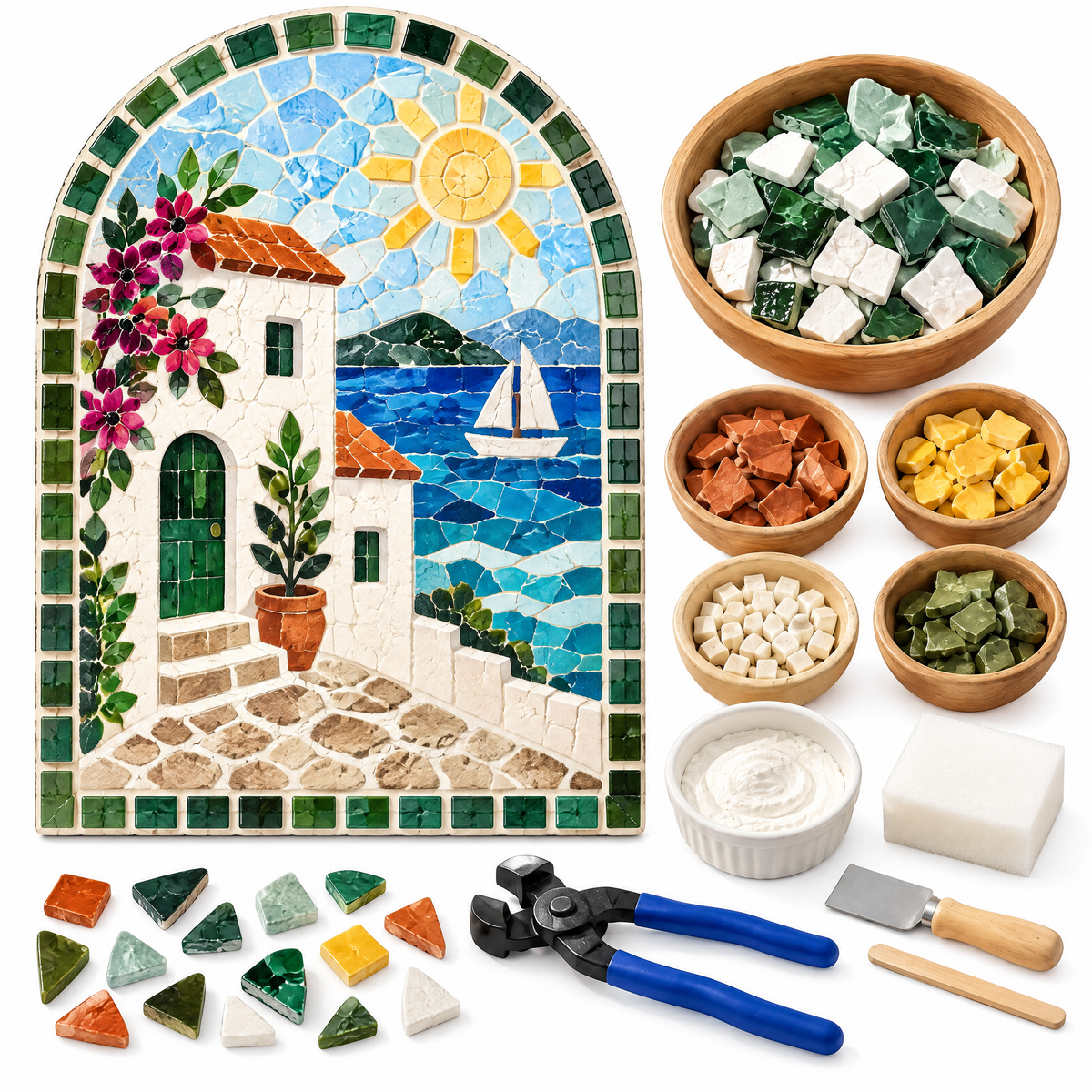 Coastal Village Mosaic Plaque Kit
