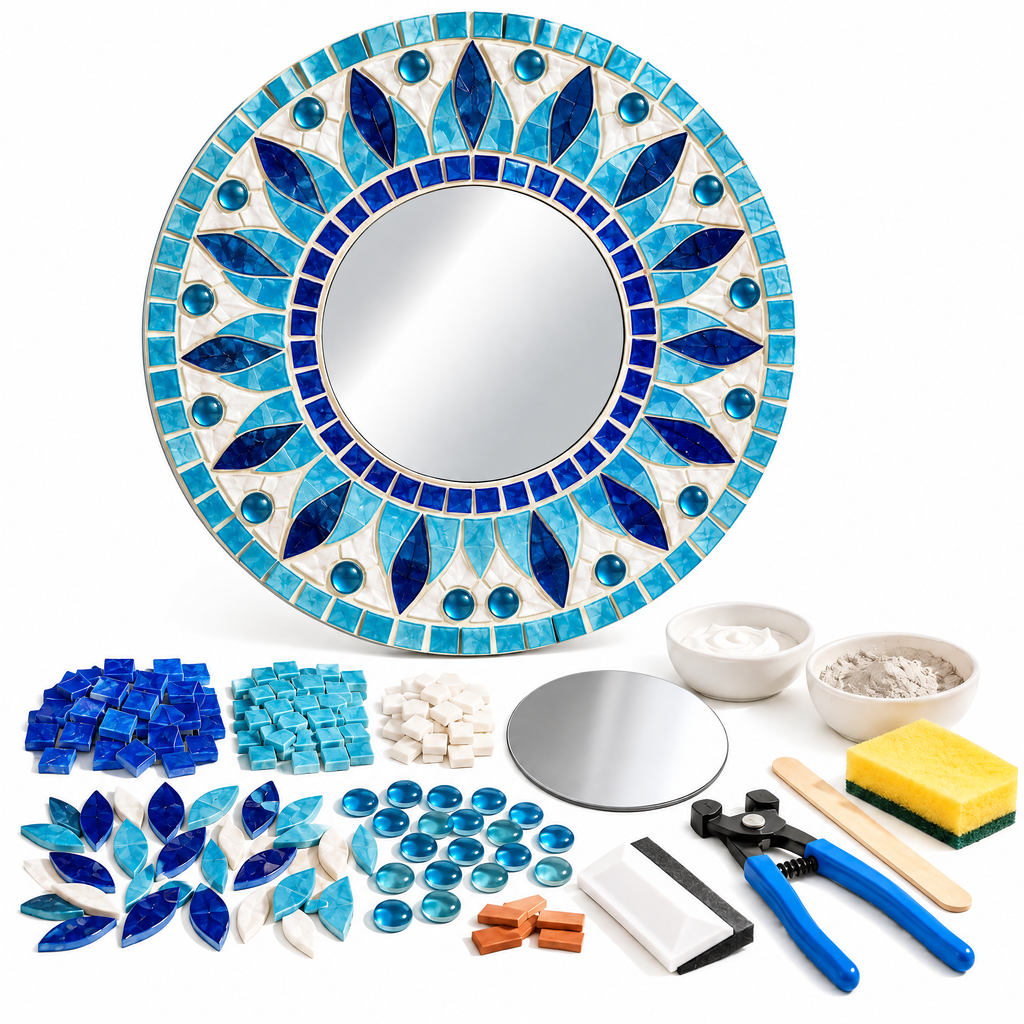 Blue Sunburst Mosaic Mirror Kit