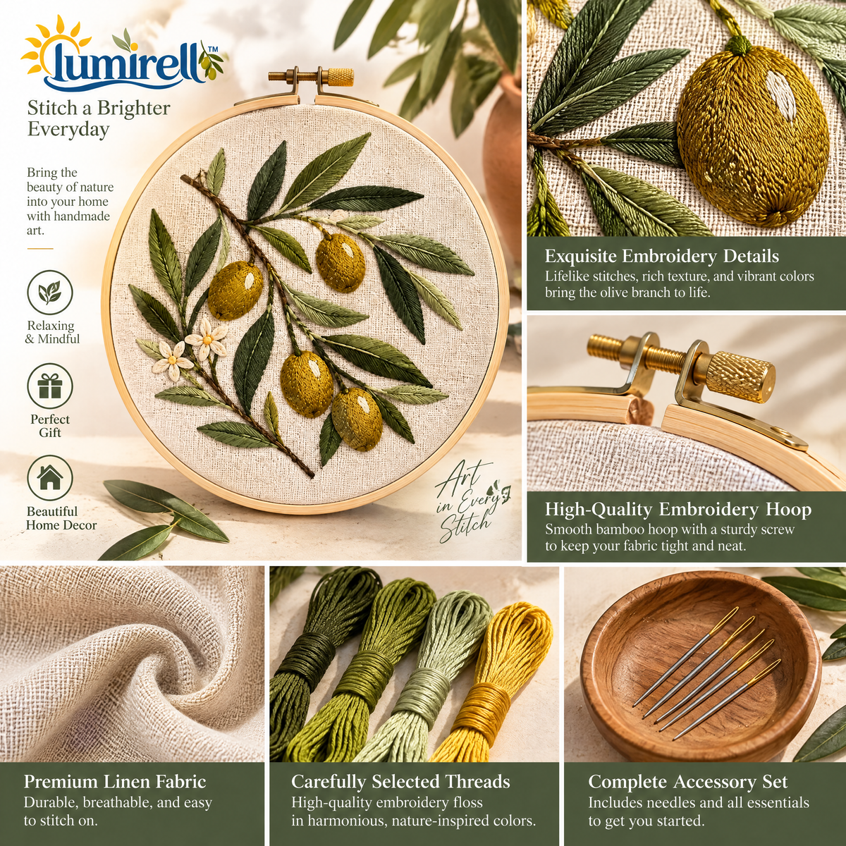 Olive Branch Embroidery Kit