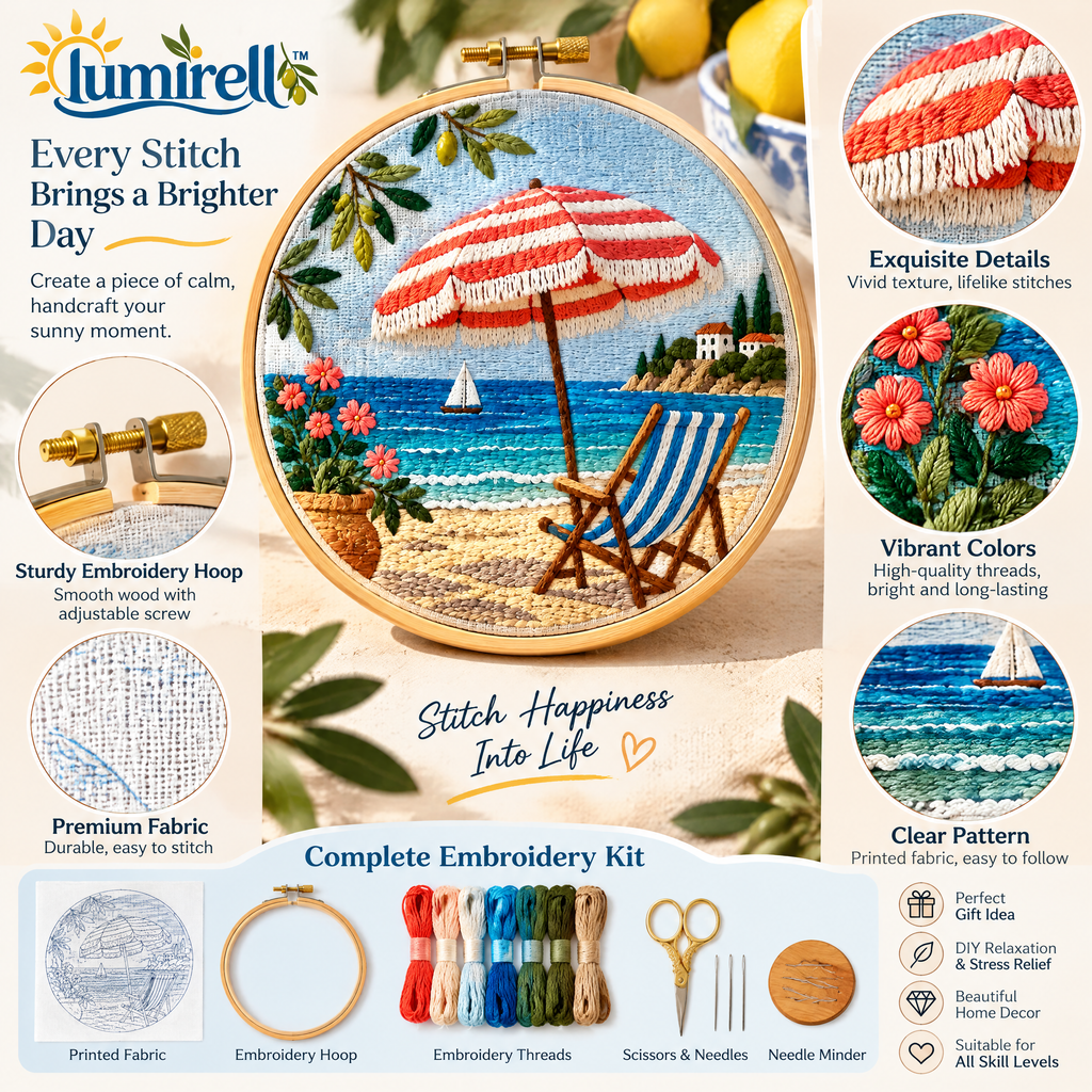Beach Umbrella Embroidery Kit
