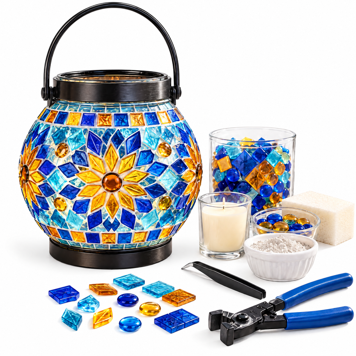 Blue & Amber Mosaic Lantern Kit
